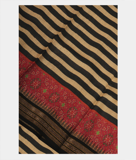 Black and Beige Vidarbha Tussar Saree T234159-image