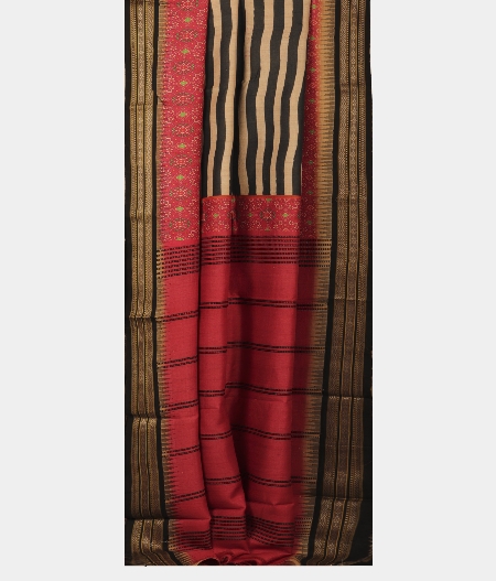 Black and Beige Vidarbha Tussar Saree T2341592