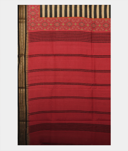 Black and Beige Vidarbha Tussar Saree T2341594