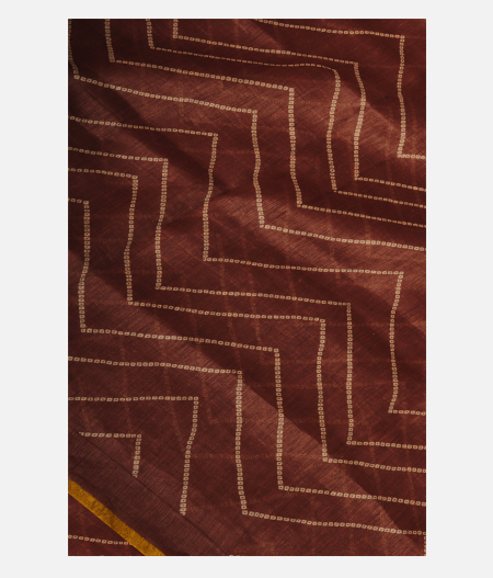 Brown Linen Printed Saree T233303-image