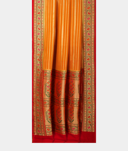 Yellow Banaras Georgette Silk Saree with Paithani Border T2342193
