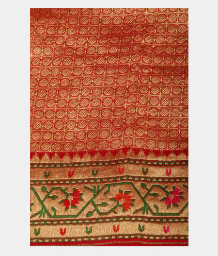 Yellow Banaras Georgette Silk Saree with Paithani Border T2342194