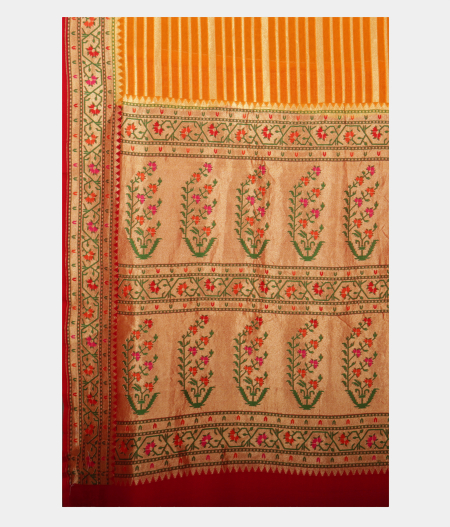 Yellow Banaras Georgette Silk Saree with Paithani Border T2342195