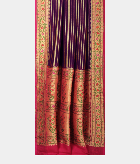 Purple Banarasi Georgette Silk Saree with Paithani Border T2342213