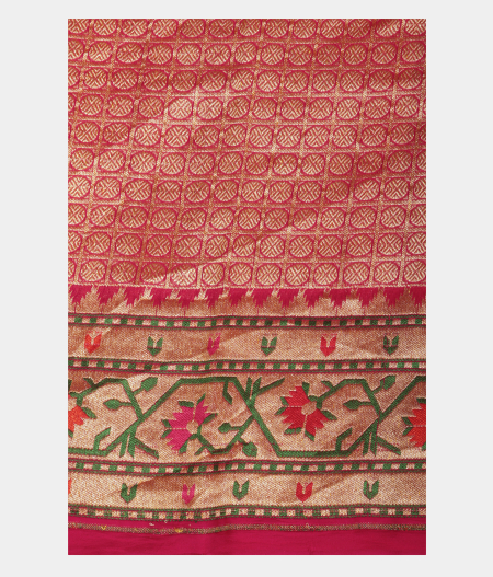 Purple Banarasi Georgette Silk Saree with Paithani Border T2342214