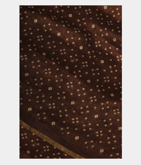 Brown Linen Printed Saree T233352-image