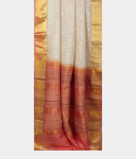 White Silk Embroidery Kota Saree  T2322284
