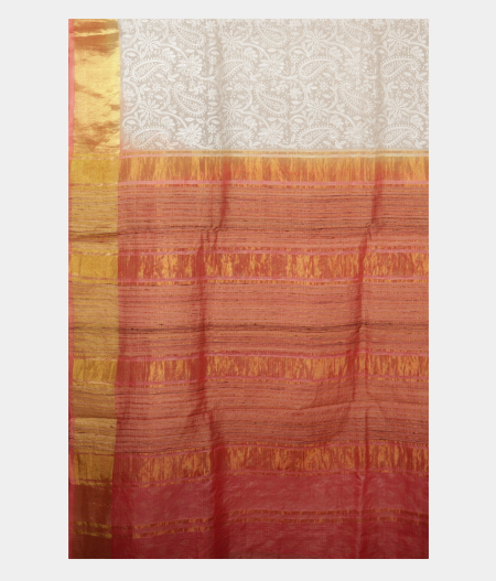 White Silk Embroidery Kota Saree  T2322285