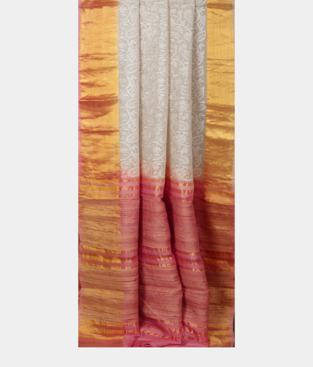 White Silk Embroidery Kota Saree  T2322254