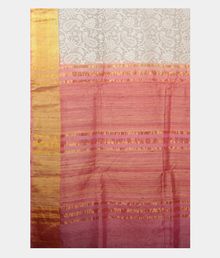 White Silk Embroidery Kota Saree  T2322255