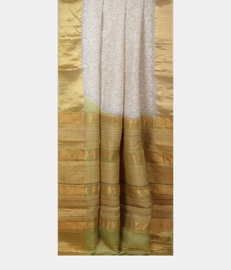 White Silk Embroidery Kota Saree  T2322314