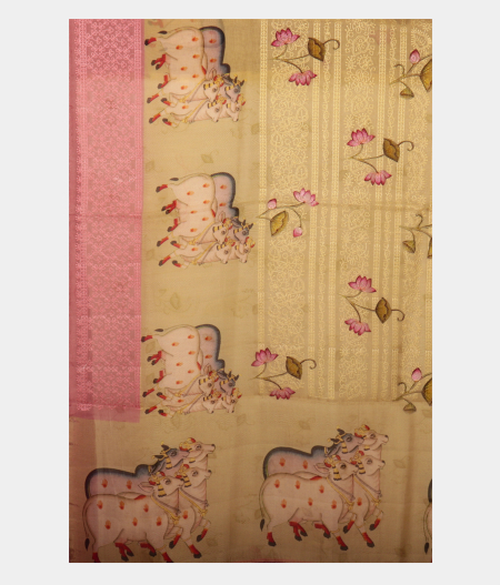 Light green Kora Organza Printed Saree T2294504