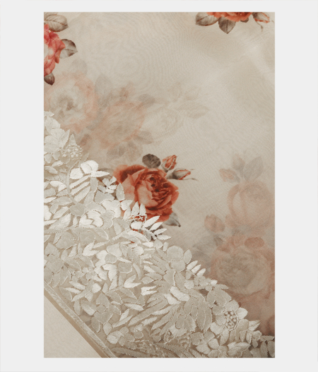Off-White Kora Organza Embroidery Saree T182014 -image