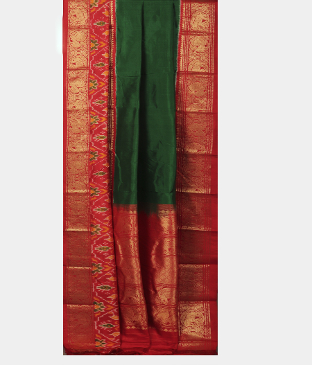 Bottle Green Ikat Silk Saree T2341482
