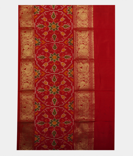 Bottle Green Ikat Silk Saree T2341483