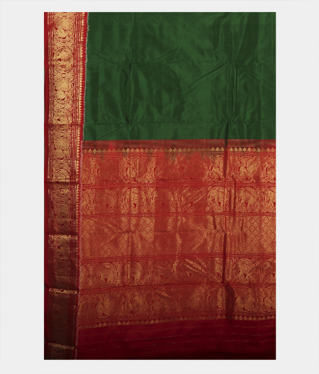 Bottle Green Ikat Silk Saree T2341484