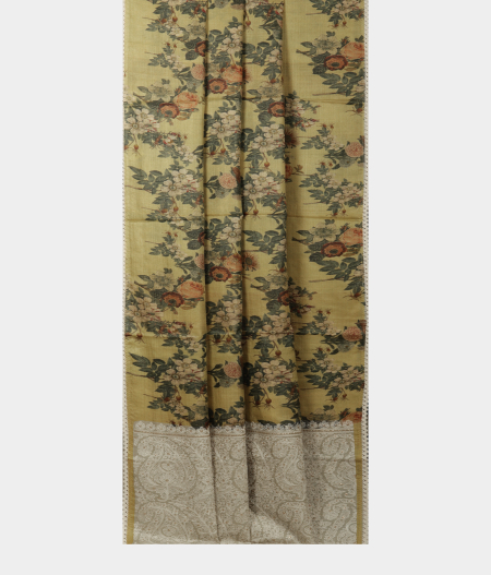 Green Tussar Printed Saree T2286092