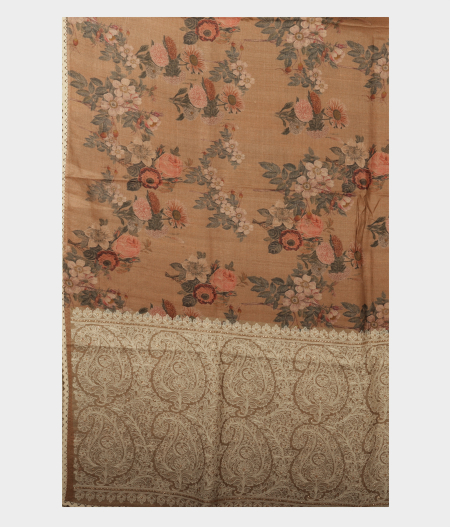 Beige Tussar Printed Saree T2286014