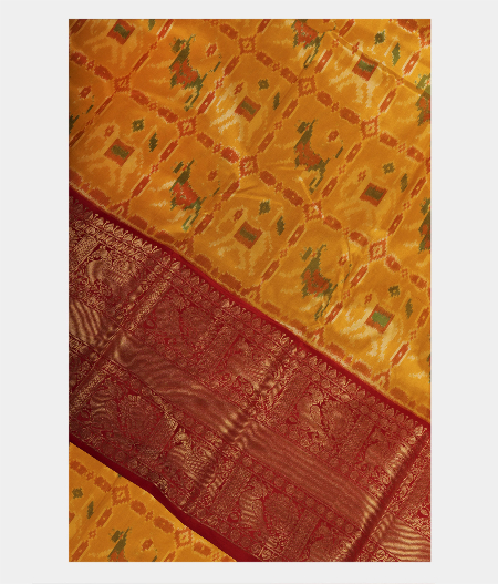 Yellow Ikat Silk Saree T234154-image