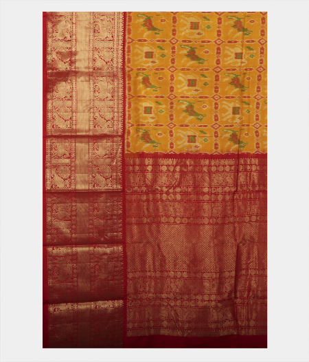 Yellow Ikat Silk Saree T2341544