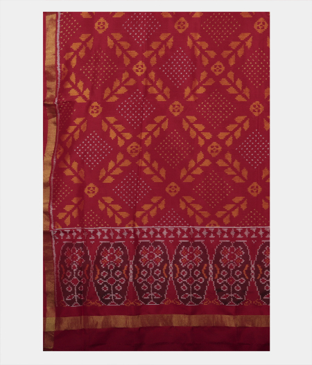 Maroon Ikat Silk Saree  T1865534