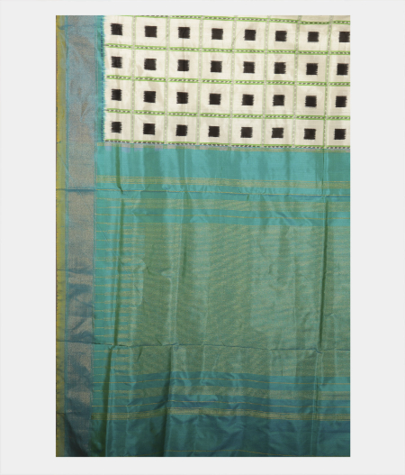 White Ikat Silk Saree T2344294