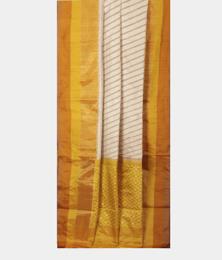 Off White Ikat Silk Saree T2342912
