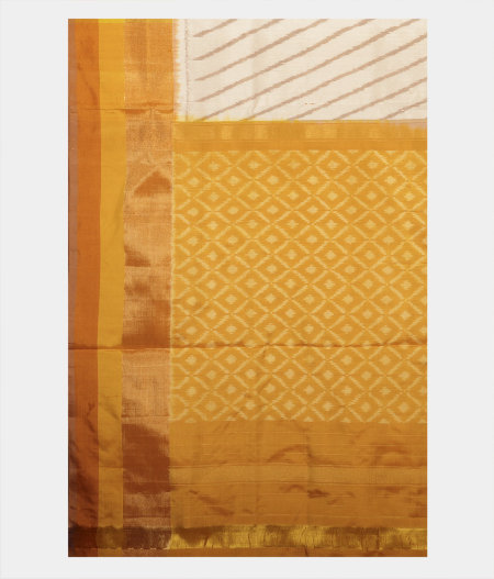 Off White Ikat Silk Saree T2342914