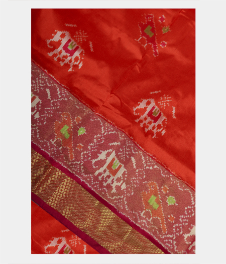 Red Ikat Silk Saree T234405-image