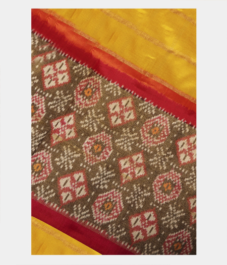 Yellow Ikat Silk Saree T234413-image