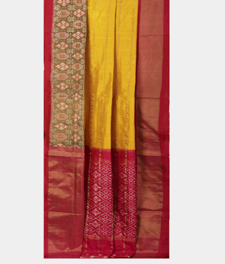 Yellow Ikat Silk Saree T2344132