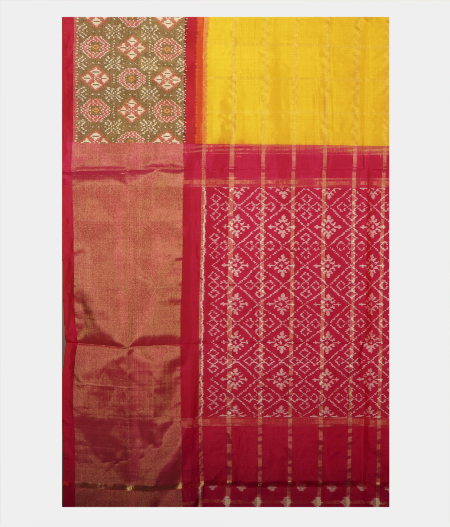 Yellow Ikat Silk Saree T2344134
