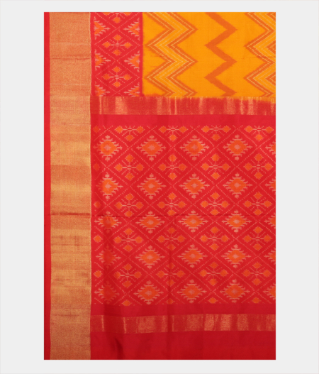 Yellow Ikat Silk Saree T2343454