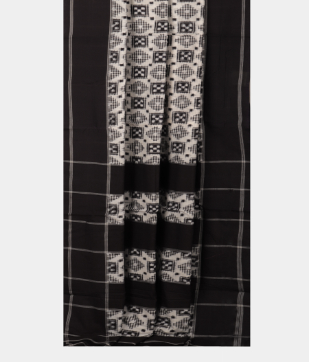 White Ikat Cotton Saree LJ99652