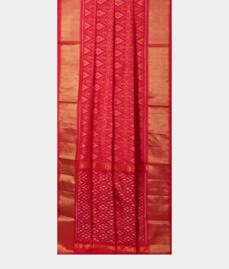 Pinkish Red Ikat Silk Saree  T2343272