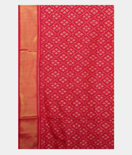 Pinkish Red Ikat Silk Saree  T2343273