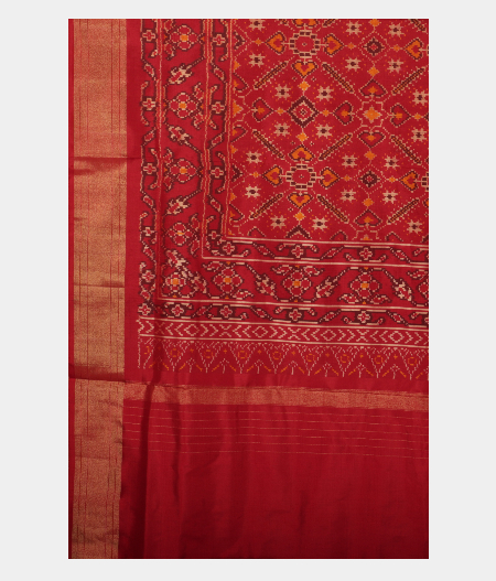 Maroon Ikat Silk Saree T2343844