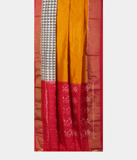 Yellow Ikat Silk Saree T2343932