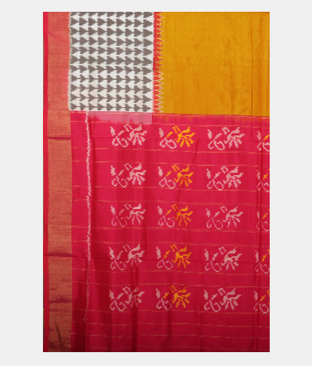 Yellow Ikat Silk Saree T2343934