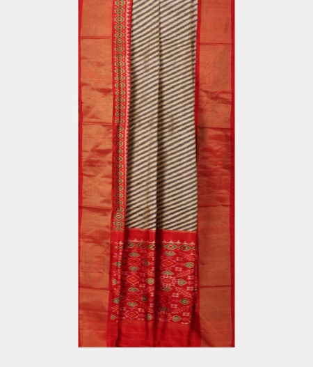 Cream Ikat Silk Saree T2343742