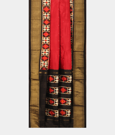 Red Ikat Silk Saree T2343802