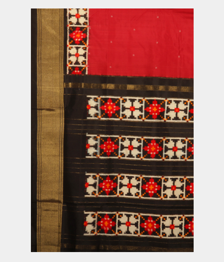 Red Ikat Silk Saree T2343804