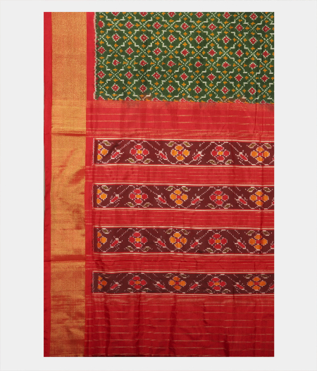 Bottle Green Ikat Silk Saree T2343984