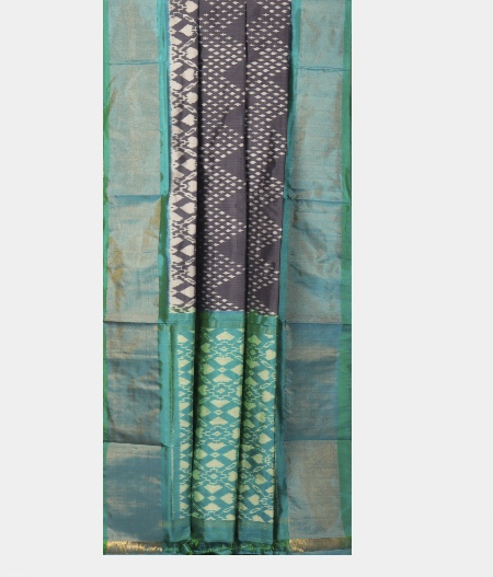 Bluish Grey Ikat Silk SareeT2344012