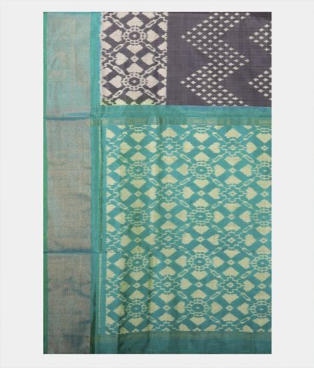Bluish Grey Ikat Silk SareeT2344014