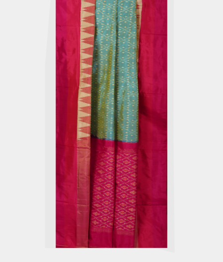 Greenish Blue Ikat Silk Saree T2343712