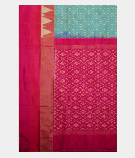 Greenish Blue Ikat Silk Saree T2343714