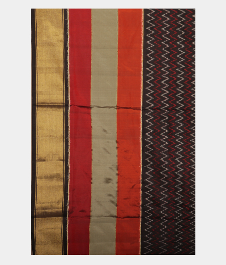 Grey Ikat Silk Saree T2343173