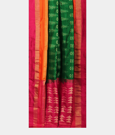 Green Ikat Silk Saree T2343642