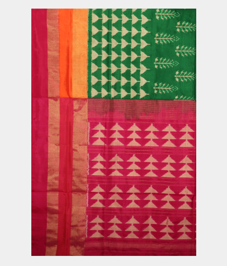 Green Ikat Silk Saree T2343644
